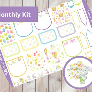 Páscoa - Kit de adesivos mensais imprimíveis para planejadores A5 (EA5M) (5,8 x 8,3) Erin Condren ECLP