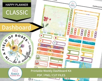 Wildflowers - Wöchentliches Dashboard Sticker Kit für Happy Planner Classic (WFHPCD) (7 x 9.25) Happy Planner