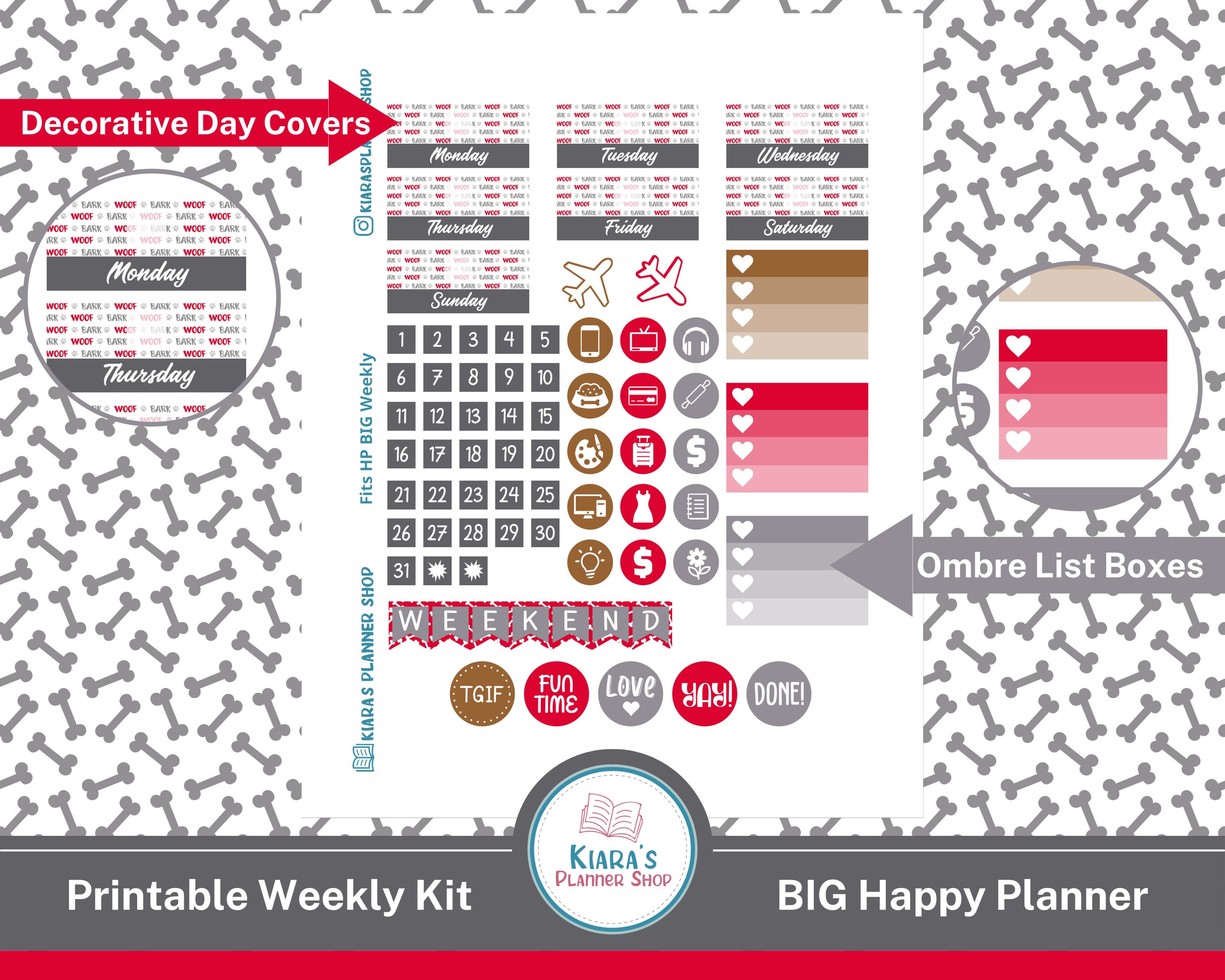 Dog Weekly Planner Kit Printable
