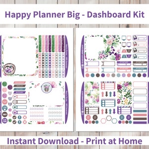 Rustic Floral - Printable Weekly Dashboard Sticker Kit for Happy ...
