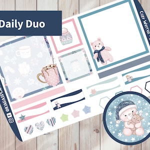 Cozy Winter - Printable A5 Daily Duo Sticker Kit für A5 Planer (CWA5DUO) (5.8 x 8.3) Erin Condren ECLP
