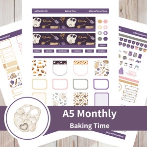 Tempo de cozimento - Kit de adesivos mensais imprimíveis para planejadores A5 (BTA5M) (5,8 x 8,3) Erin Condren ECLP