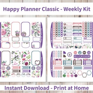 Rustic Floral - Printable Weekly Sticker Kit for Happy Planner Classic ...