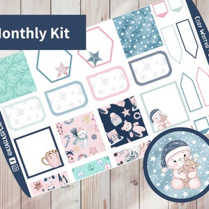 Cosy Winter - Kit de adesivos mensais imprimíveis para planejadores A5 (CWA5M) (5,8 x 8,3) Erin Condren ECLP