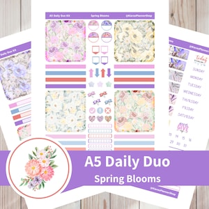 Spring Blooms - Druckbares A5 Daily Duo Sticker Kit für A5 Planer (SBA5DUO) (5.8 x 8.3) Erin Condren ECLP