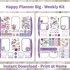 Rustic Floral - Printable Weekly Sticker Kit for Happy Planner BIG ...