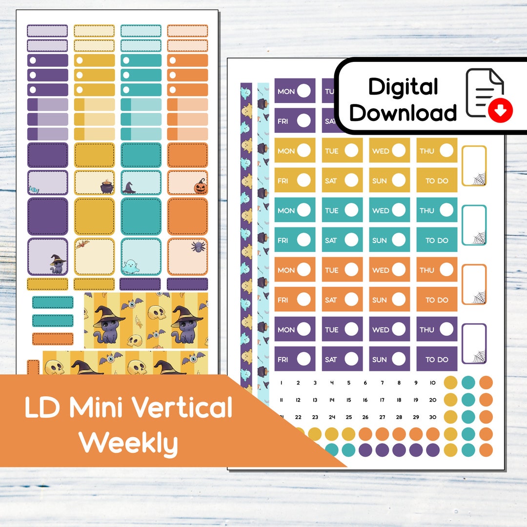 Mini Vertical - Halloween Magic - Printable Weekly Sticker Kit for ...