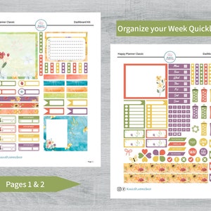 Wildflowers - Printable Weekly Dashboard Sticker Kit for Happy Planner ...
