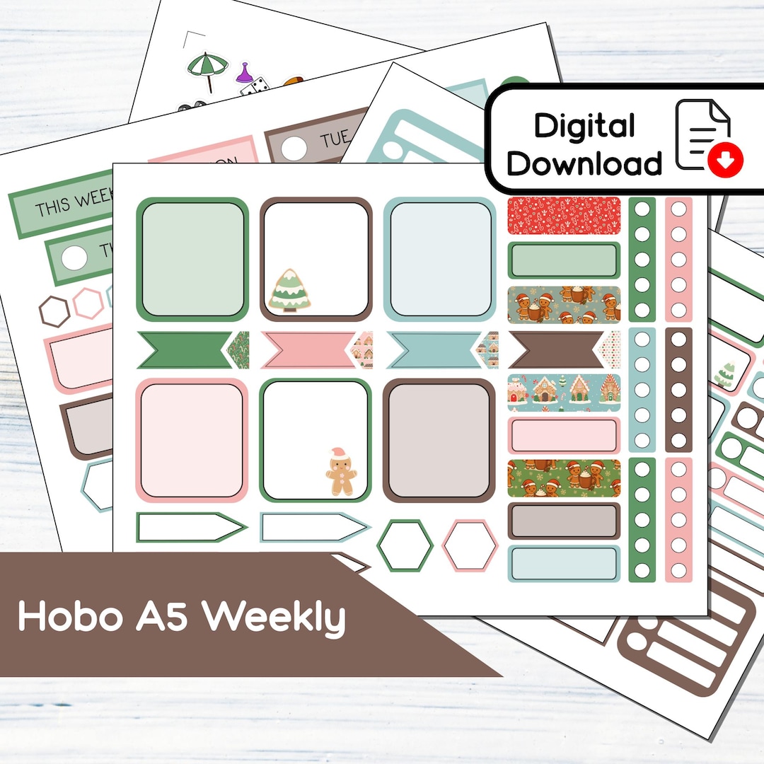 Hobonichi Cousin A5 Weekly - Sweet Holiday Printable Weekly Sticker Kit ...
