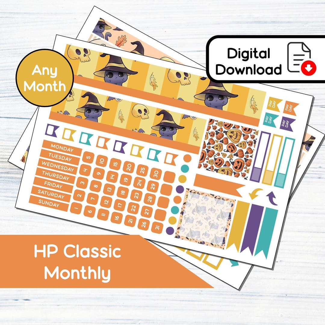 HP Classic Monthly - Halloween Magic Printable Monthly Sticker Kit for ...