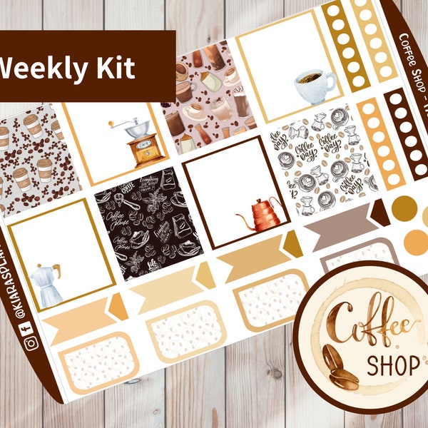 Coffee Shop - Hobonichi Cousin A5 Printable Weekly Sticker Kit (CSA5HW) (5.8x8.3)