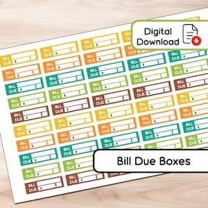 Tropisch - Bill Due Boxen - 50 Aufkleber - Instant Download - BUJO