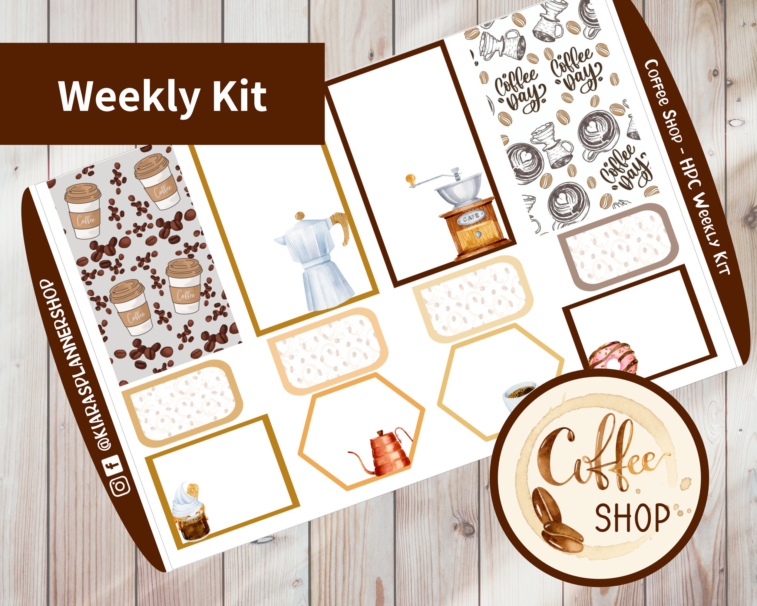 Coffee Shop Printable Weekly Sticker Kit for Happy Planner Classic ...