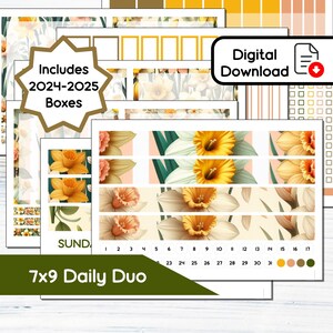 7x9 Daily Duo - März Narzisse Printable Sticker Kit für 7x9 Planer Erin Condren - Instant Download Kit BF3