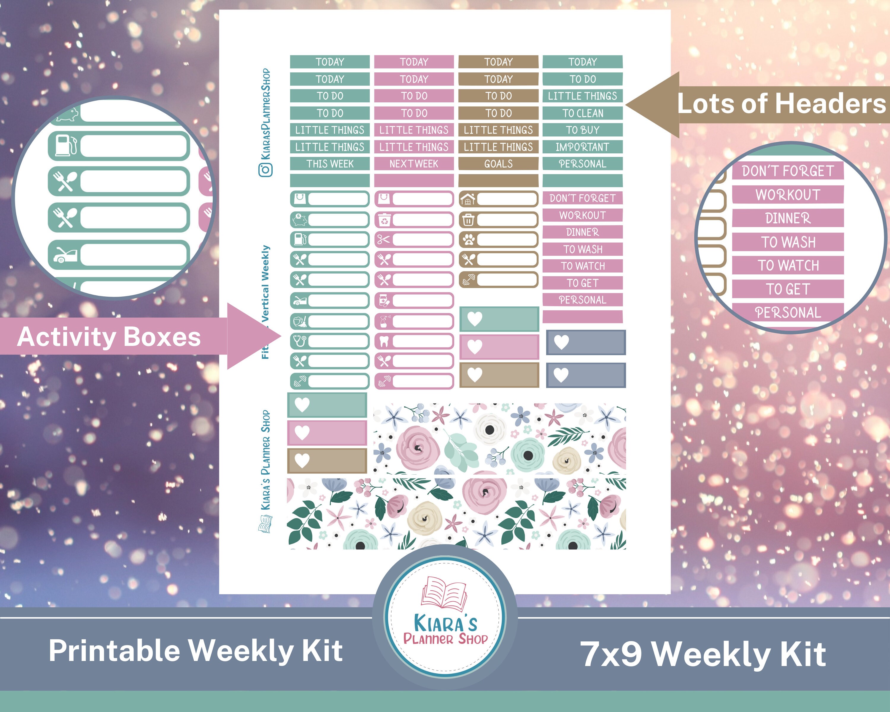 Cold Hands Warm Cocoa january Printable Vertical Weekly Sticker Kit for ...