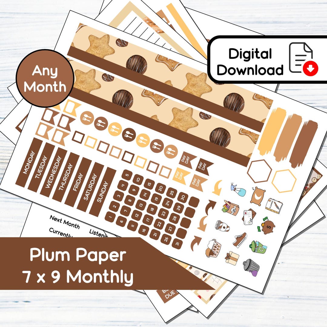 7x9 Plum Paper Monthly Sweet Christmas Printable Monthly Sticker Kit ...