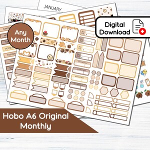 Hobonichi A6 Original Monthly - Kit de adesivos mensais para impressão de Natal doce (5,9x4,1) - Kit de download instantâneo 107