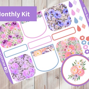 Spring Blooms - Kit de pegatinas mensuales imprimibles para Happy Planner BIG (SBHPBM) (8,5x11)