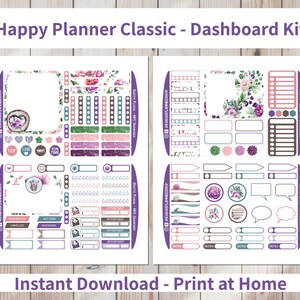 Rustic Floral - Printable Weekly Dashboard Sticker Kit for Happy ...
