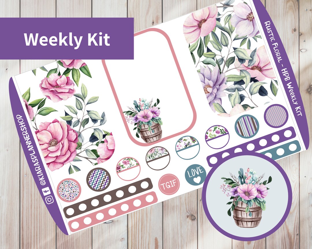 Rustic Floral - Printable Weekly Sticker Kit for Happy Planner BIG ...