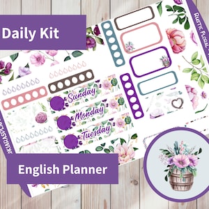 Rustikales Blumen - Hobonichi Original A6 (englische Planer Version) Printable tägliche / wöchentliche Sticker Kit (RFA6ED) (5.9x4.1)
