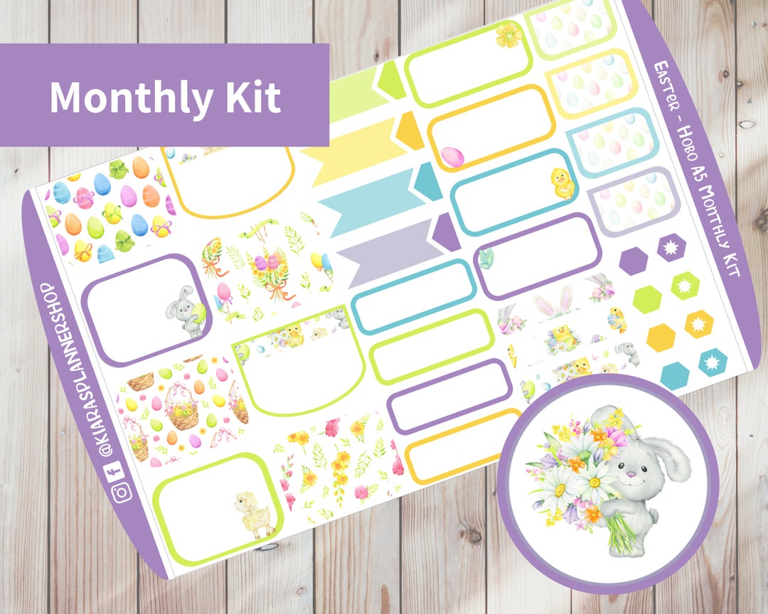 Easter - Hobonichi Cousin A5 Printable Monthly Sticker Kit (EA5HM) (5 ...