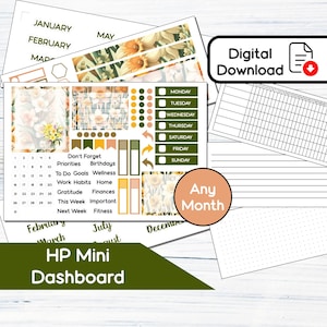 Kit adesivi per cruscotto stampabili HP Mini Dashboard - March Daffodil per Happy Planner Mini (4,5x7) Kit BF3