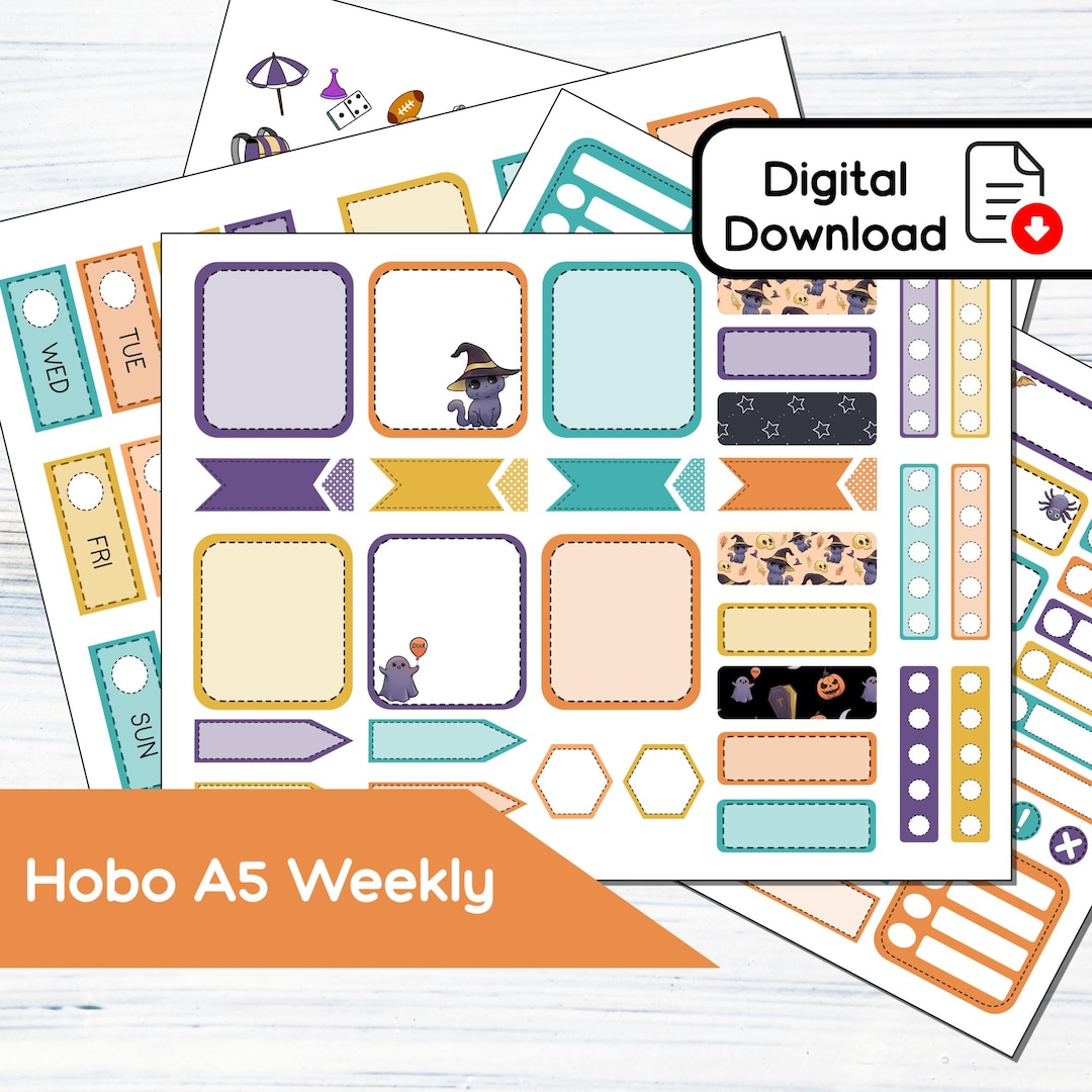 Hobonichi Cousin A5 Weekly - Halloween Magic Printable Weekly Sticker ...