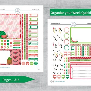 Watermelons Printable Weekly Dashboard Sticker Kit for Happy Planner ...
