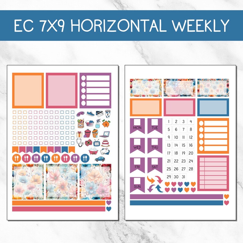 KIT 210 | Boho Floral - Erin Condren Weekly Bundle | Vertical and ...