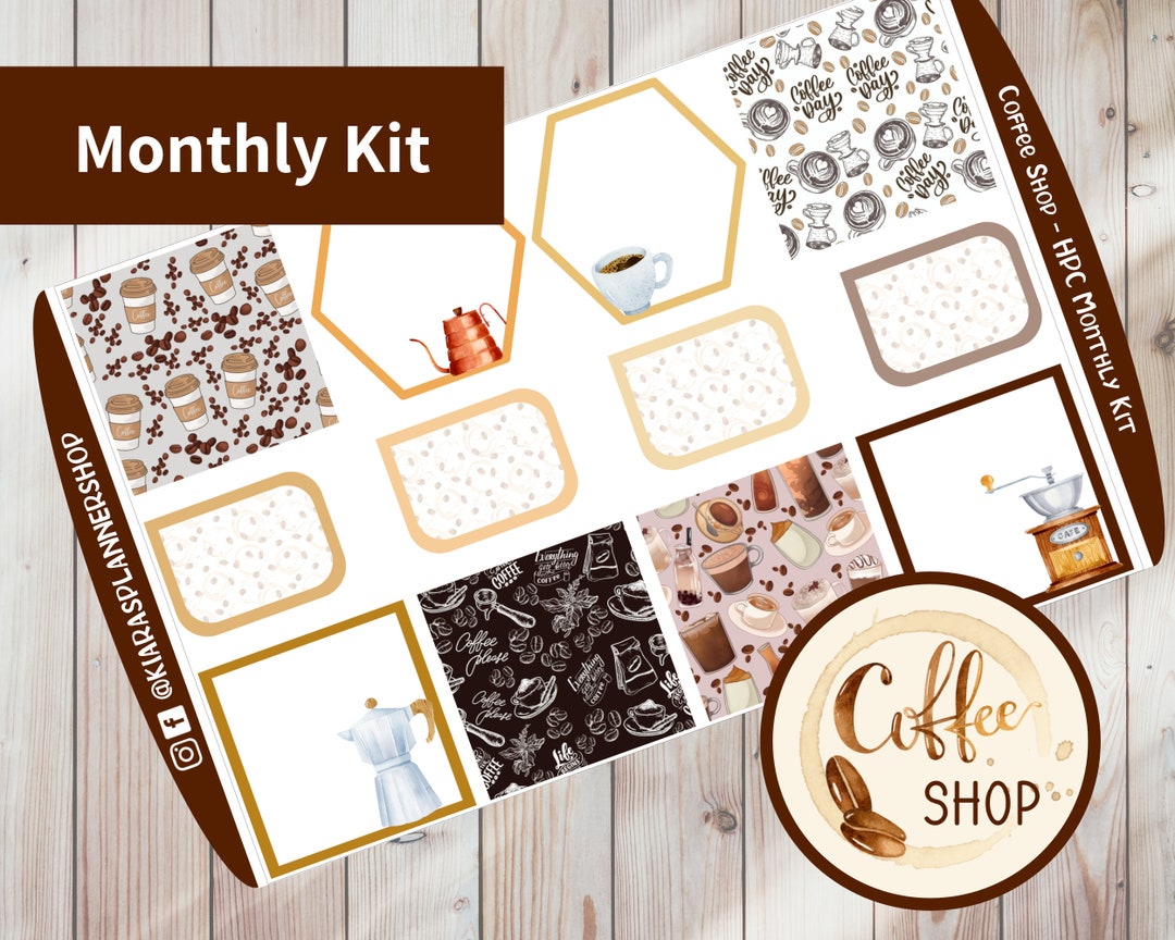 Coffee Shop - Printable Monthly Sticker Kit for Happy Planner Classic ...