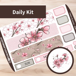 Cherry Blossoms - Hobonichi Cousin A5 Kit de adesivos diários para impressão (CBA5HW) (5,8x8,3)
