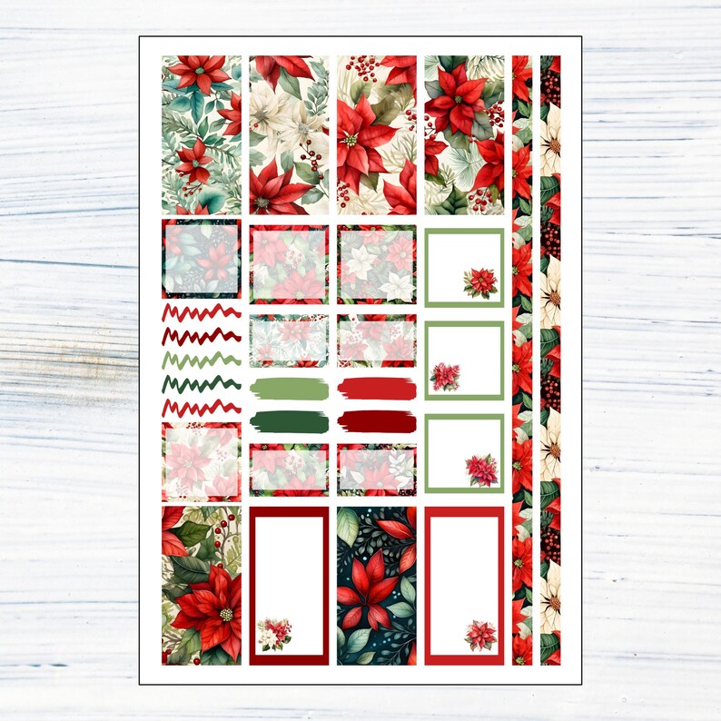 HP Mini Weekly - Poinsettias Printable Weekly Sticker Kit for Happy ...