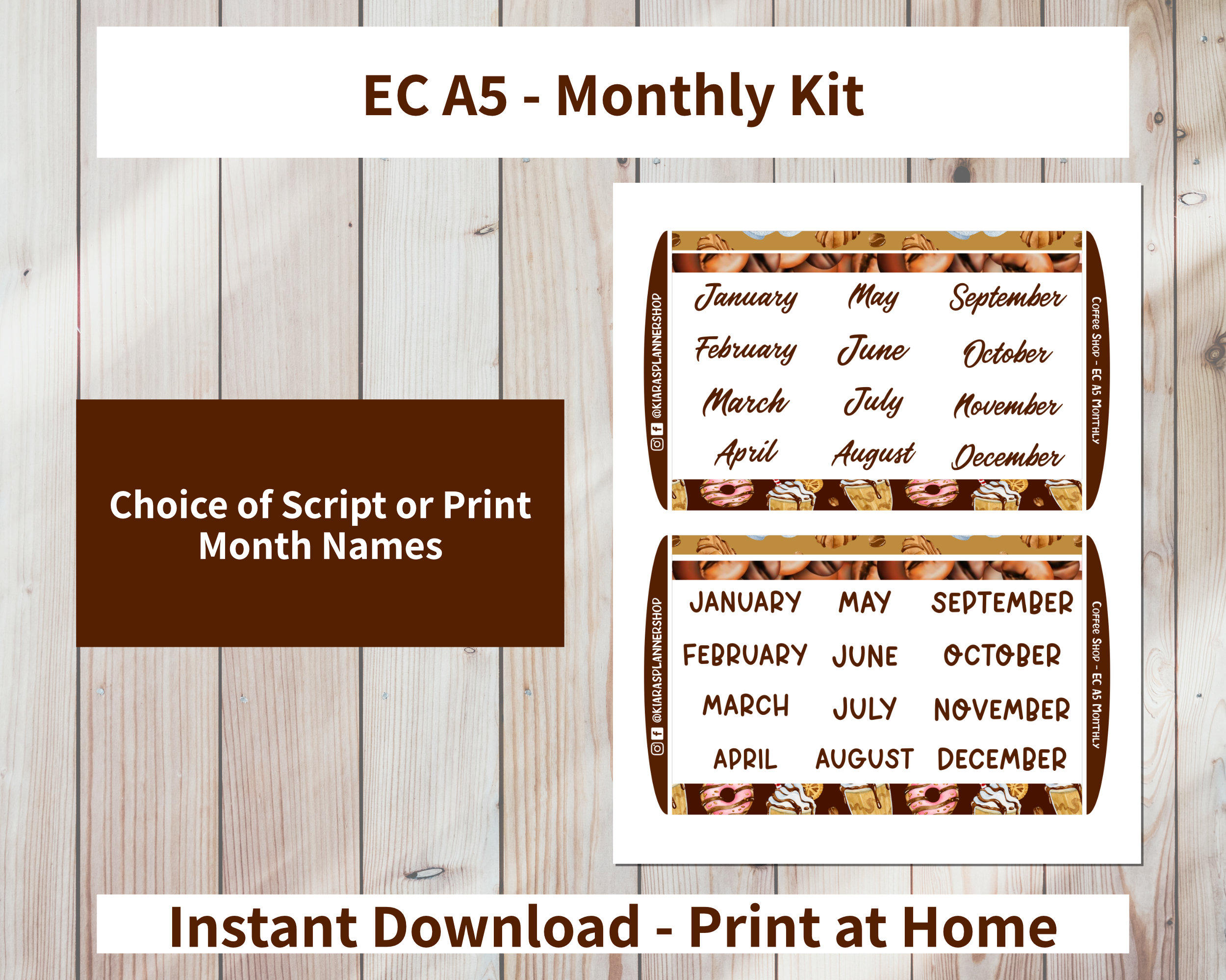 Coffee Shop - Printable Monthly Sticker Kit for A5 Planners (CSA5M) (5. ...