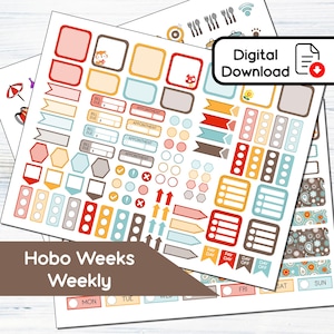 Hobonichi Weeks Weekly - Paisley Fox Printable Weekly Sticker Kit (3.35x7) - Instant Download - Kit 106