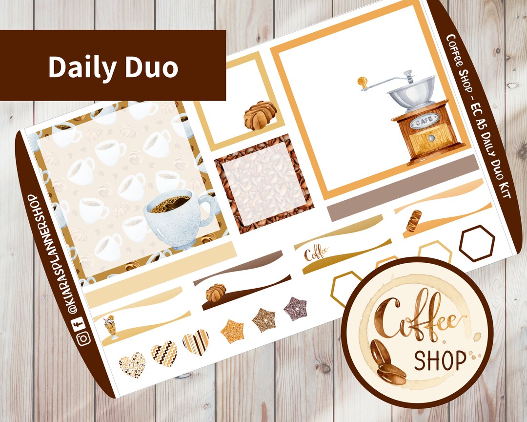 Coffee Shop - Printable A5 Daily Duo Sticker Kit for A5 Planners ...