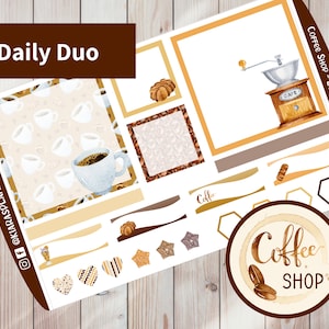 Coffee Shop - Druckbares A5 Daily Duo Sticker Kit für A5 Planer (CSA5DUO) (5,8 x 8,3) Erin Condren ECLP