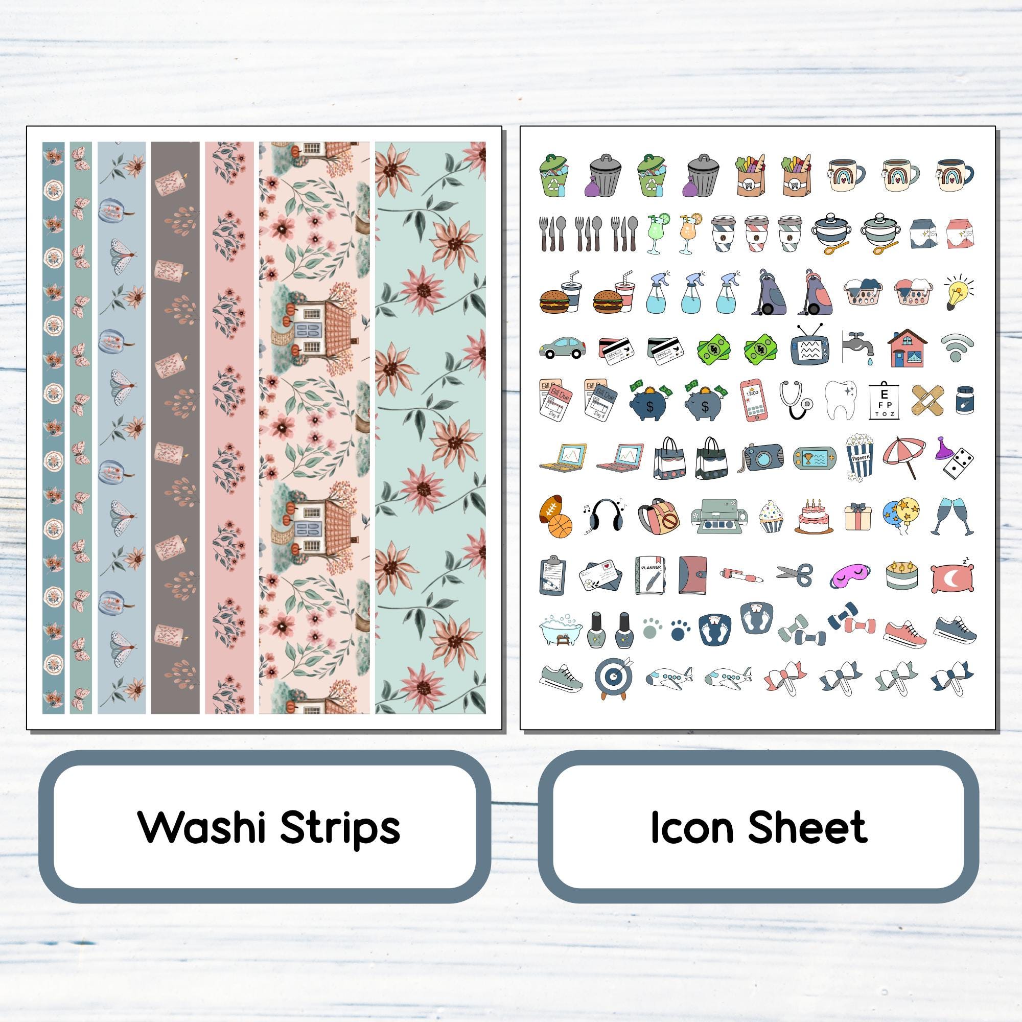 Add On Sticker 7x9 Weekly Add on - Floral Fall Printable Add on Sticker Kit for 7x9 ...