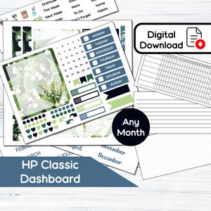 Tableau de bord HP Classic - Kit d'autocollants pour tableau de bord imprimable Lys de mai pour Happy Planner Classic (7 x 9,25) Kit BF5