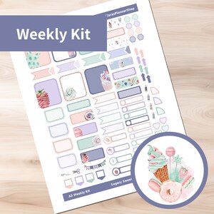 Doces açucarados - Kit de adesivos semanais para impressão do primo Hobonichi A5 (SSA5HW) (5,8x8,3)