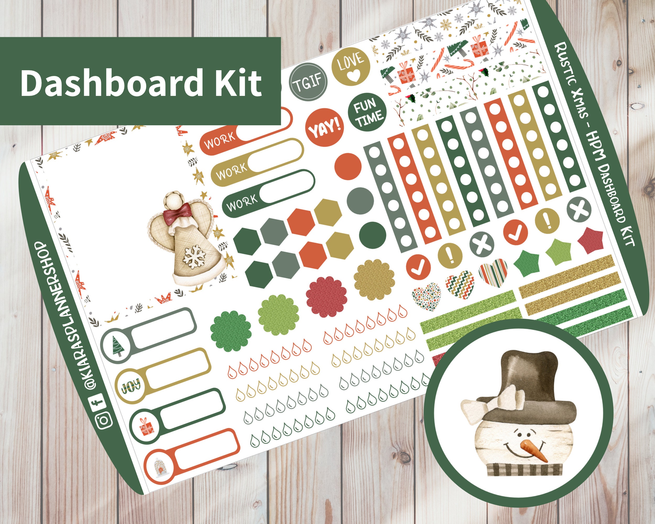 Rustic Xmas - Printable Weekly Dashboard Sticker Kit for Happy Planner ...