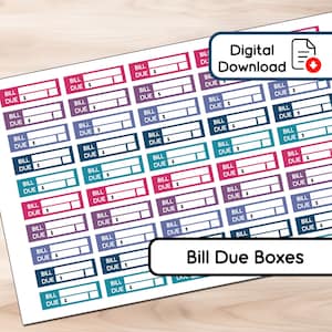 Gemischte Beeren - Bill Due Boxen - 50 Aufkleber - Instant Download - BUJO