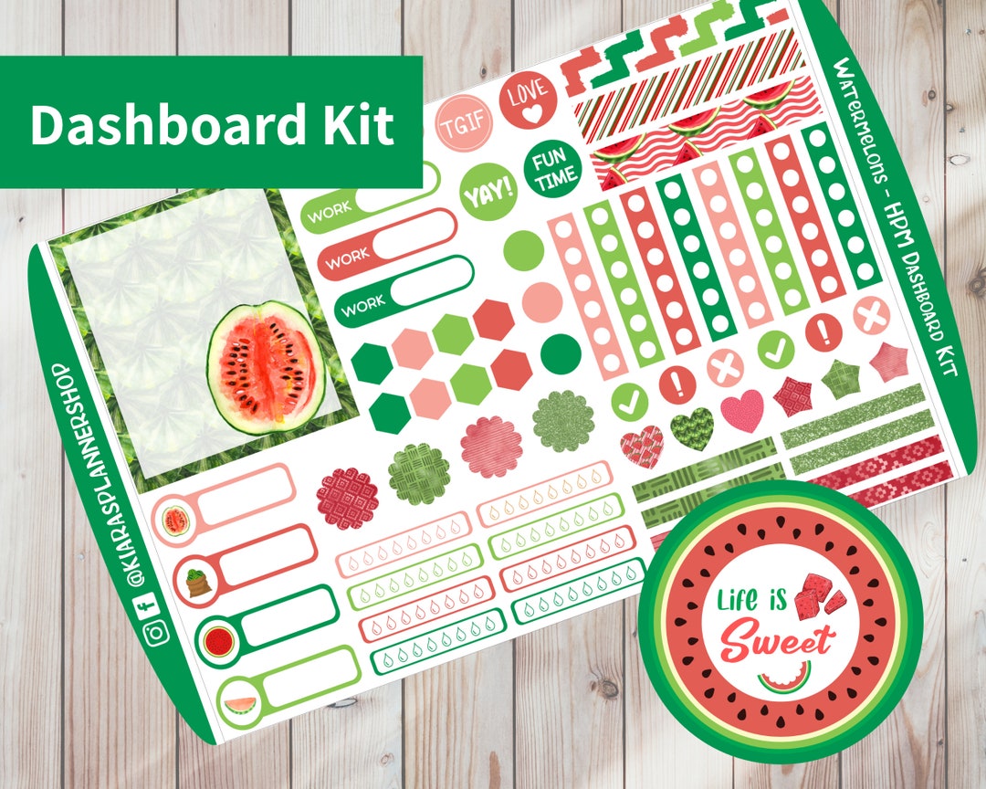 Watermelons Printable Weekly Dashboard Sticker Kit for Happy Planner ...