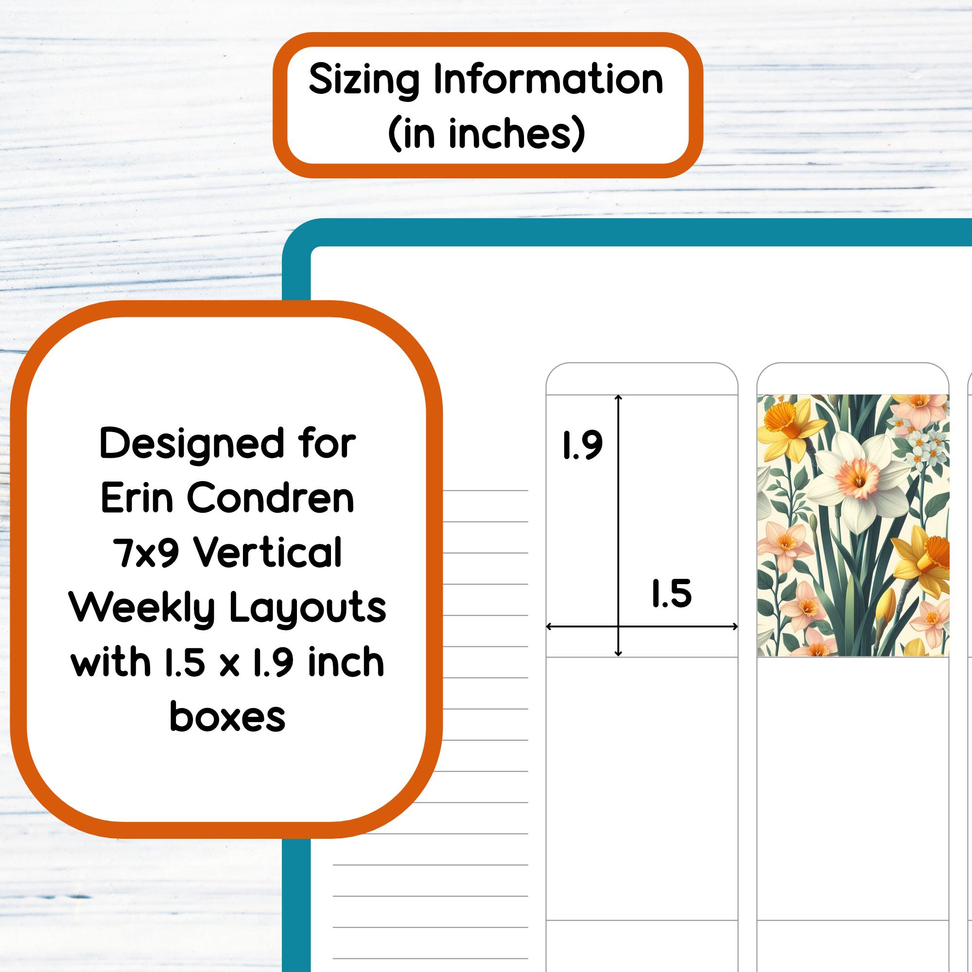 7x9 Vertical Weekly - Painted Floral Printable Weekly Sticker Kit for ...