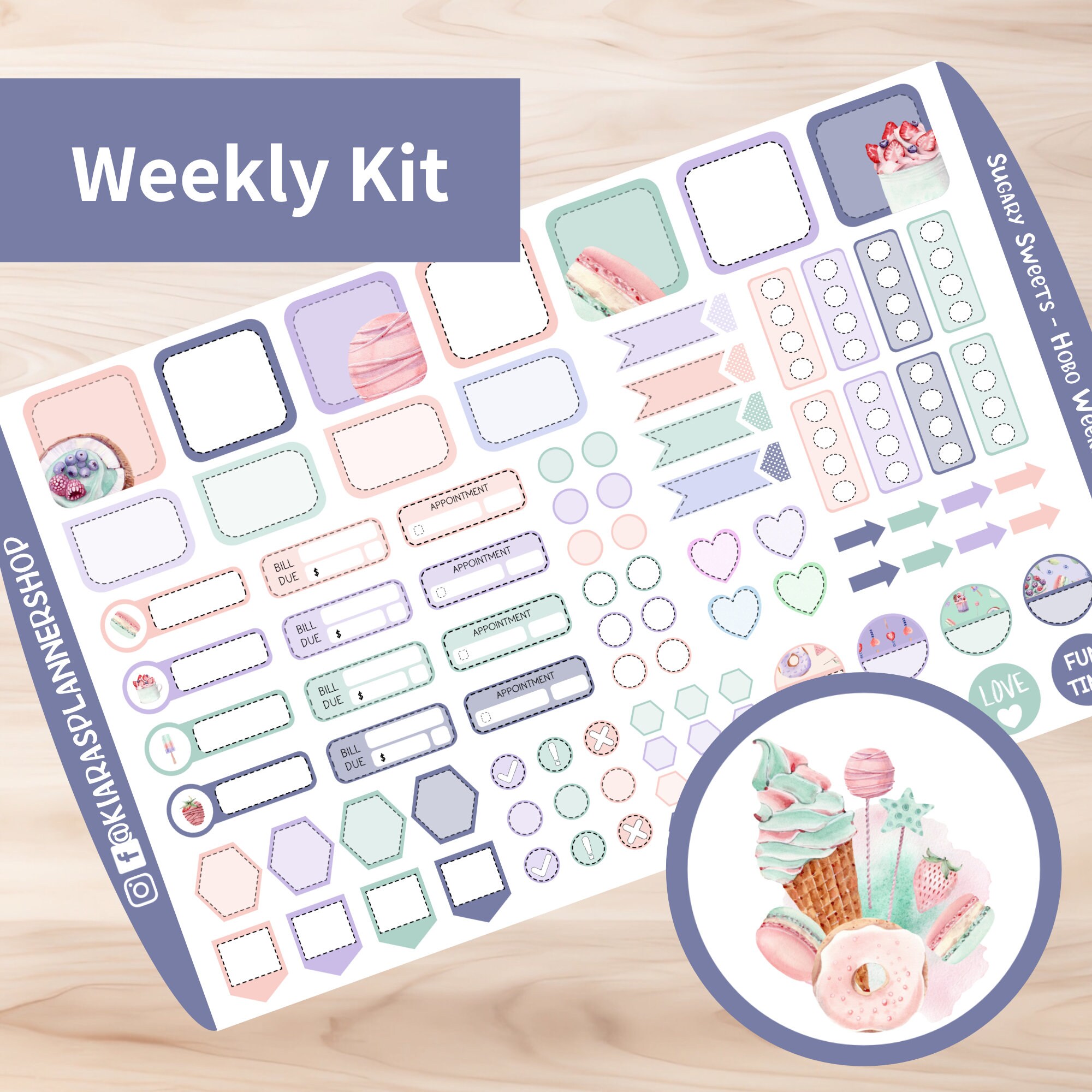Sugary Sweets - Hobonichi Weeks Printable Weekly Sticker Kit (SSWHW) (3 ...
