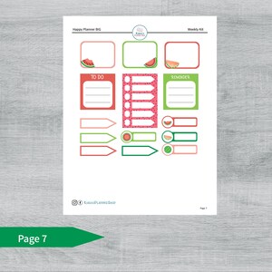 Watermelons Printable Weekly Sticker Kit for Happy Planner BIG WMHPBW 8 ...