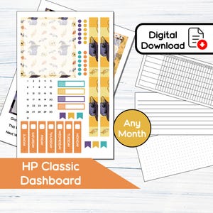 HP Classic Dashboard - Halloween Magic Printable Dashboard Sticker Kit for Happy Planner Classic (7x9.25) Kit 101