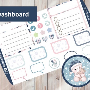 Cosy Winter - Kit de adesivos de painel mensal para impressão para planejadores A5 (CWA5DASH) (5,8 x 8,3) Erin Condren ECLP