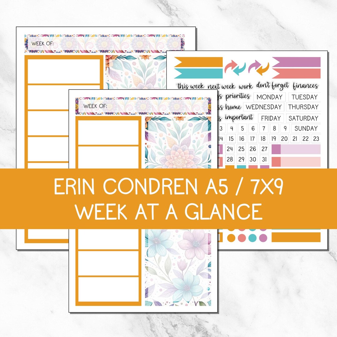 KIT 209 | Paisley Bloom | Any Month | Week at a Glance Pages | Erin ...