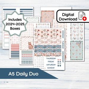 A5 Daily Duo - Floral Herbst druckbare Alltags Duo Sticker Kit für A5 Planer Erin Condren - Instant Download Kit 103